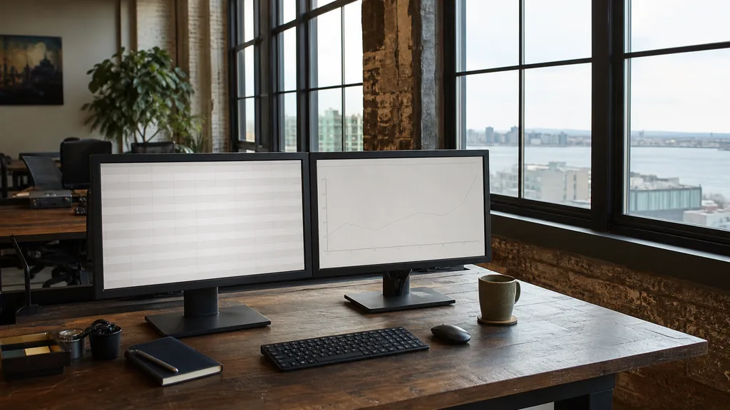 Photograph of an empty Detroit marketing agency workspace with desks, screens and daylight, used as the opening image for this comparison of Detroit SEO agencies