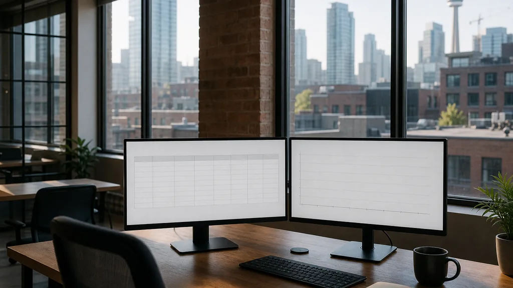 Photograph of an empty Toronto marketing agency workspace with desks, screens and daylight, used as the opening image for this comparison of Toronto Google Ads management agencies