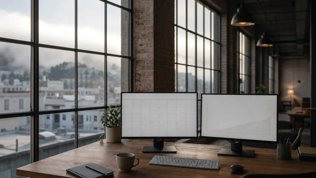 Photograph of an empty San Francisco marketing agency workspace with desks, screens and daylight, used as the opening image for this comparison of San Francisco social media management agencies