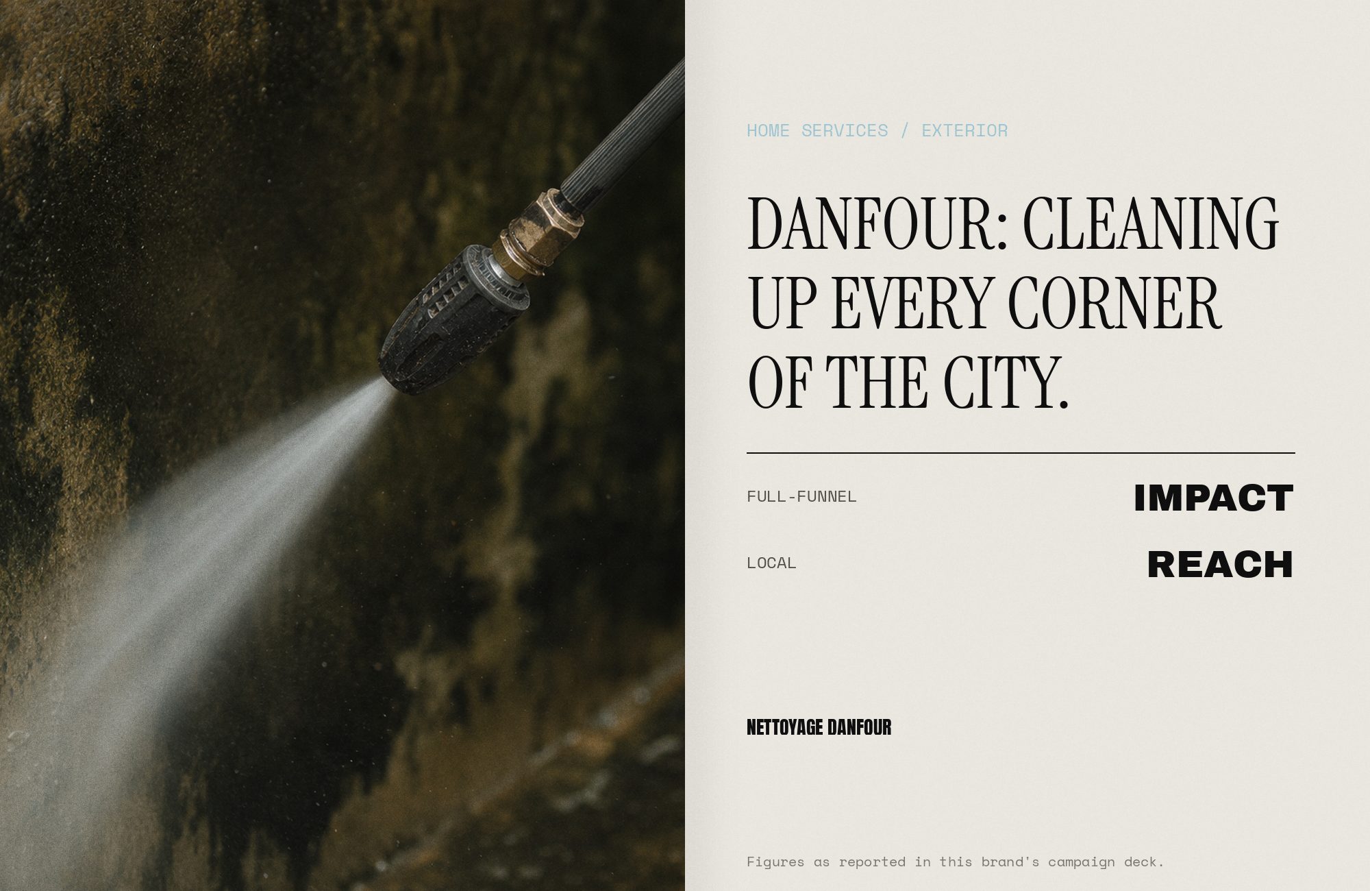 Nettoyage Danfour campaign shown as a printed press spread