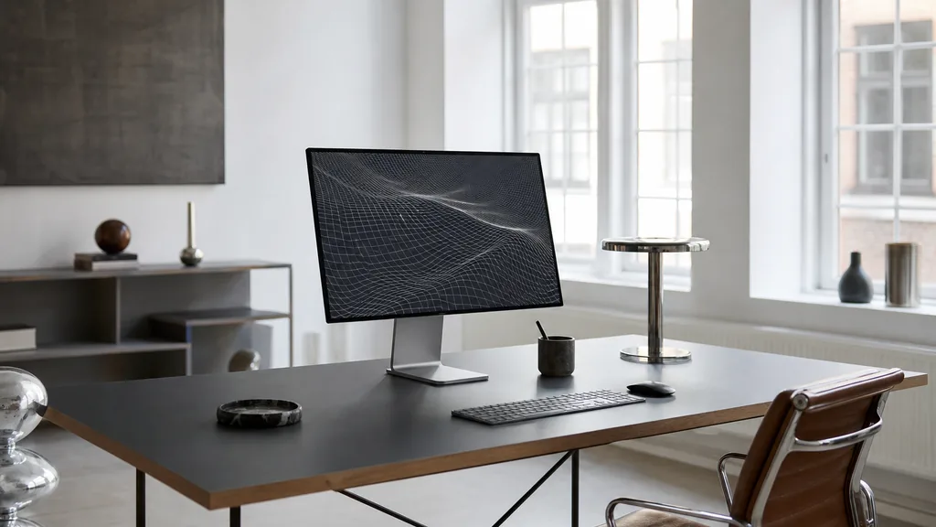 Editorial photograph of a Copenhagen design studio with pale ash floor, white walls and soft Nordic daylight