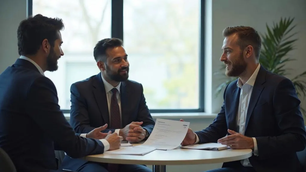 Founder interviewing a senior marketing consultant across a small table in a bright modern office
