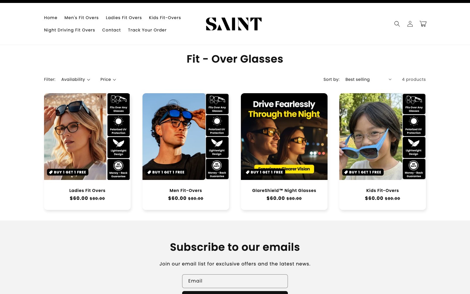 Fit-over glasses collection page