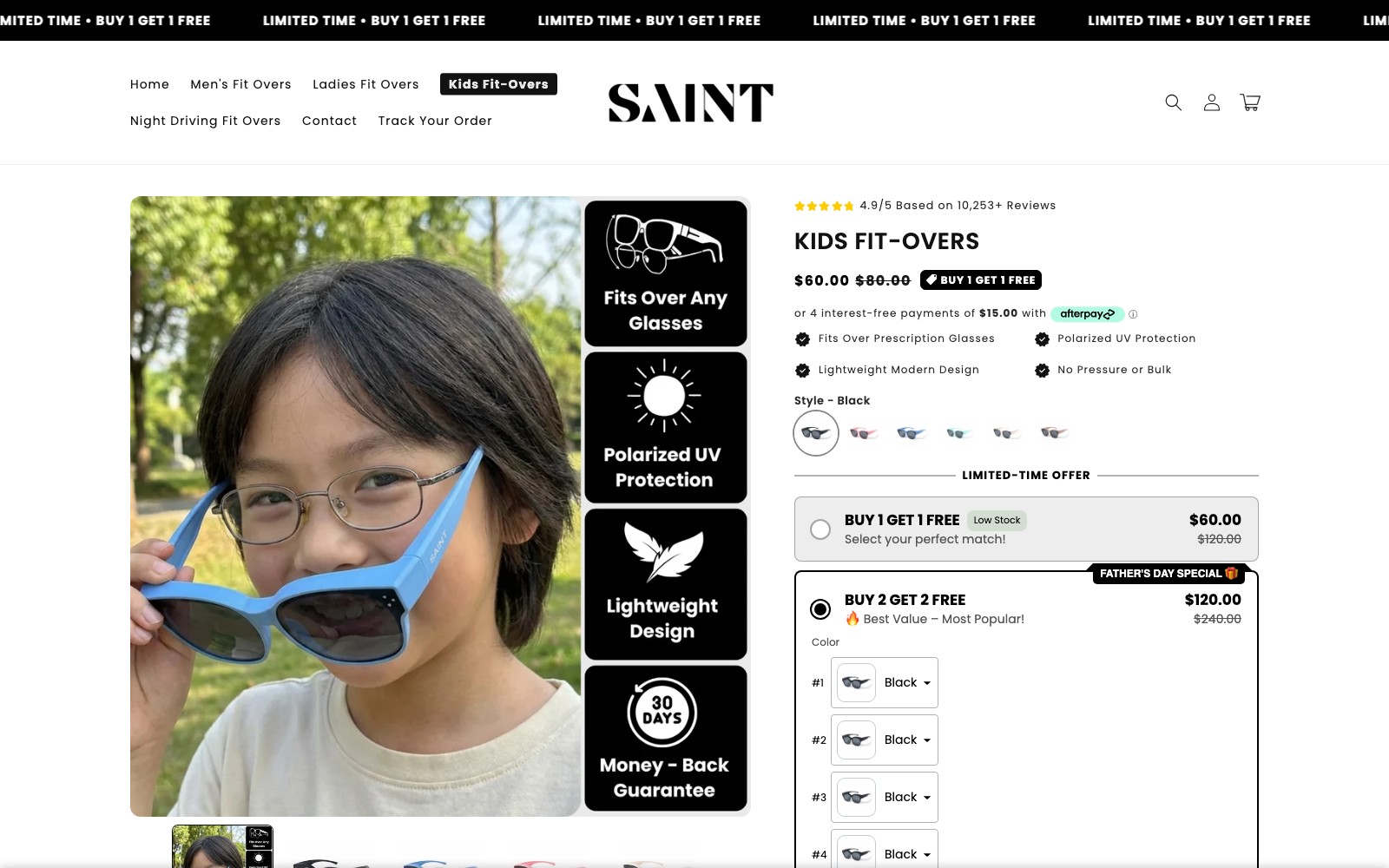 Kids fit-overs product page