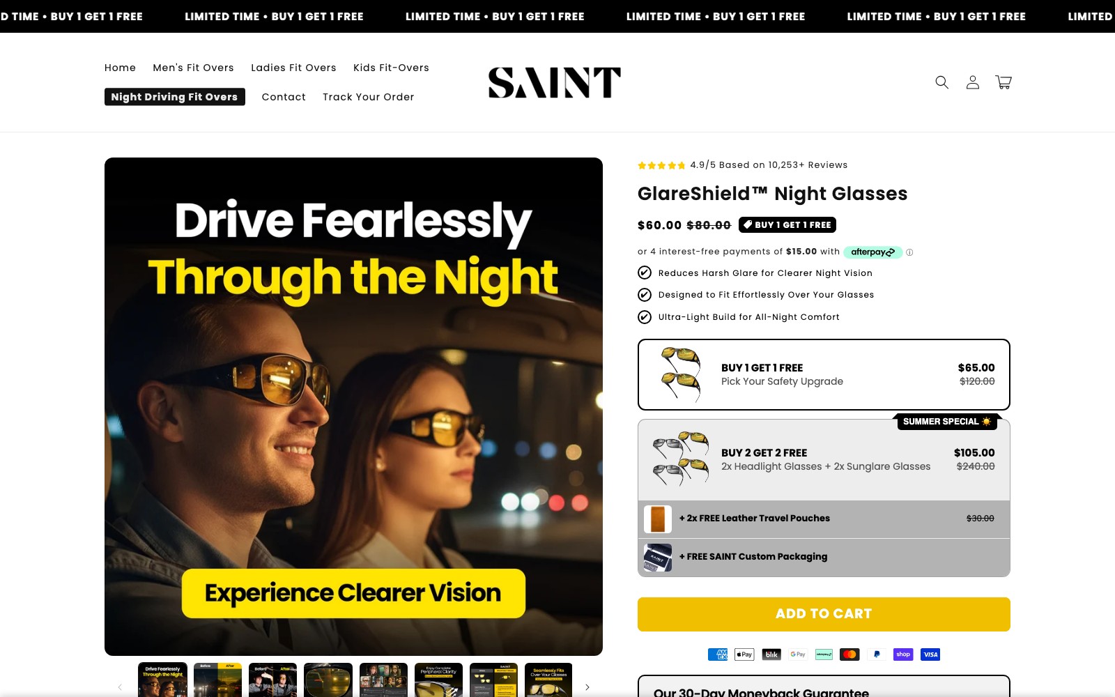 GlareShield night glasses product page
