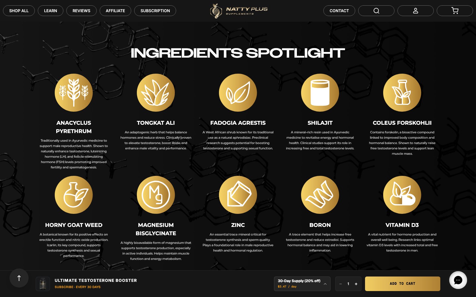 Ingredients spotlight panel