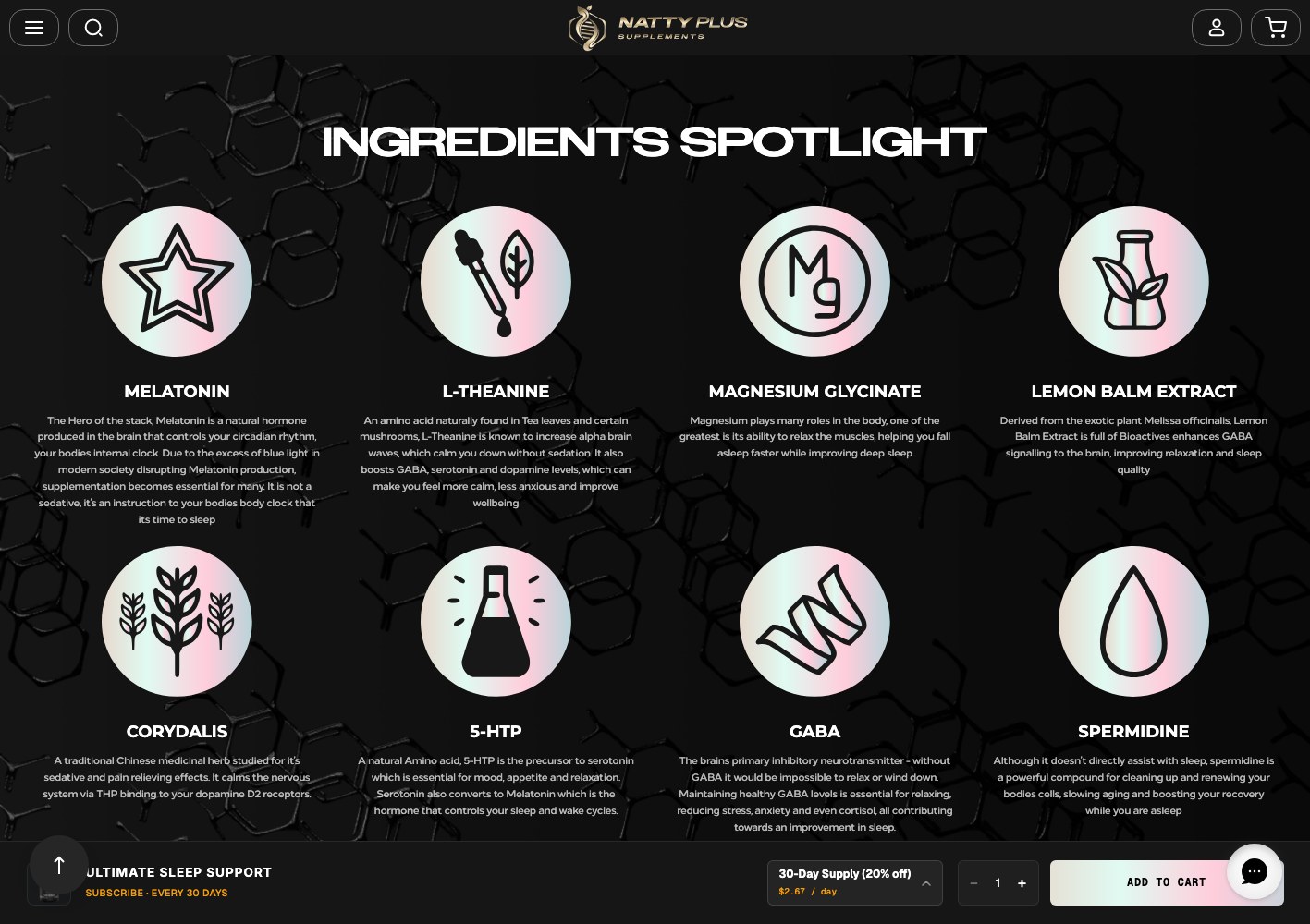 Ingredient icon grid on a product page