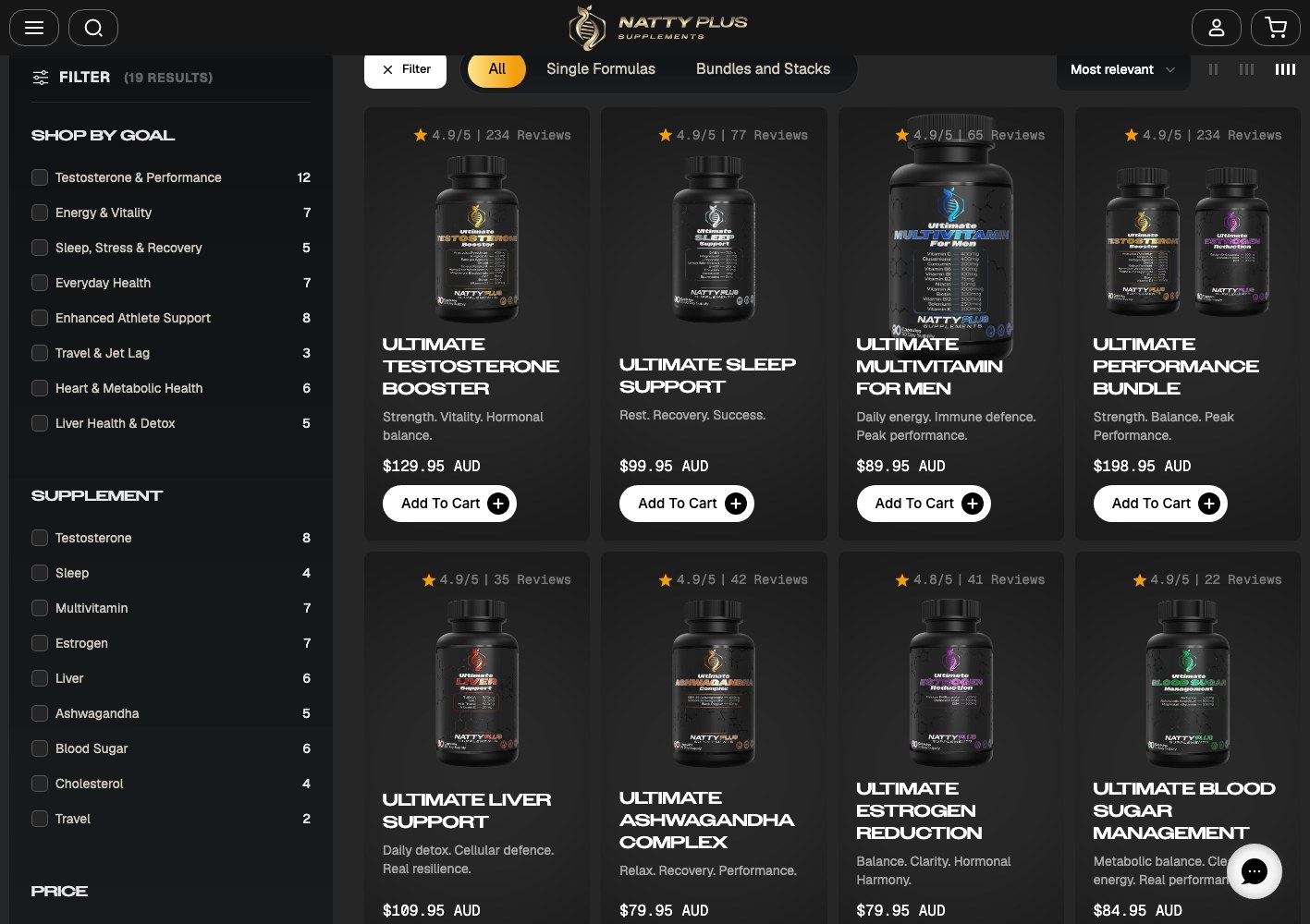 NattyPlus formula catalogue