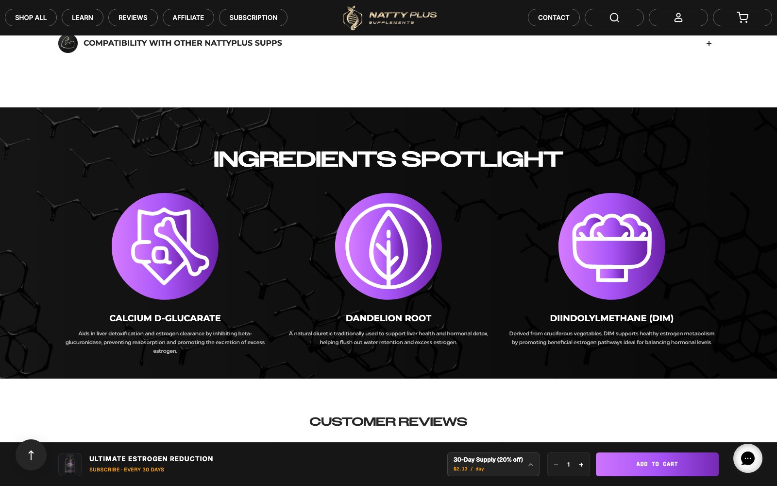 Ingredients spotlight on the estrogen reduction page