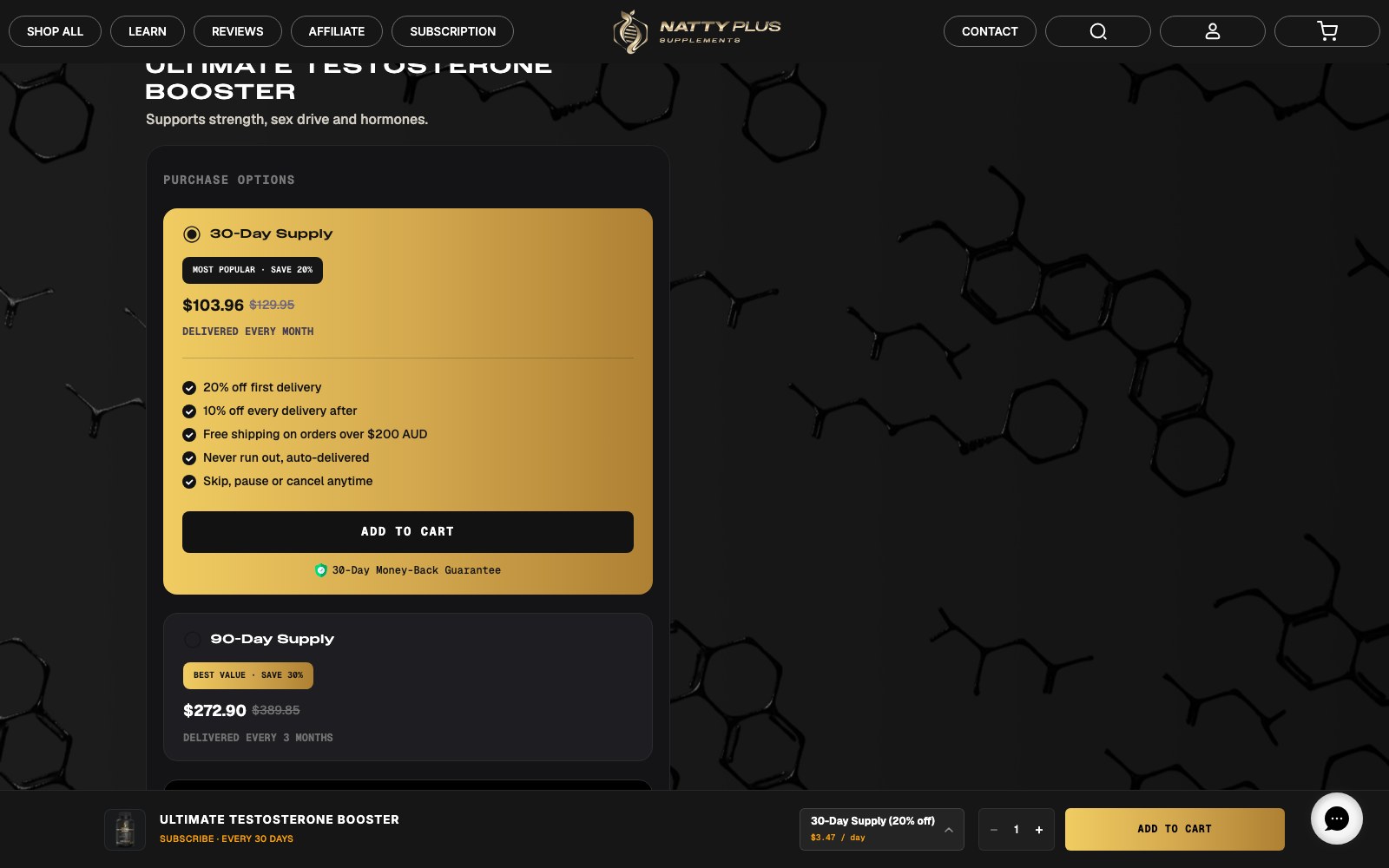 NattyPlus product page purchase panel