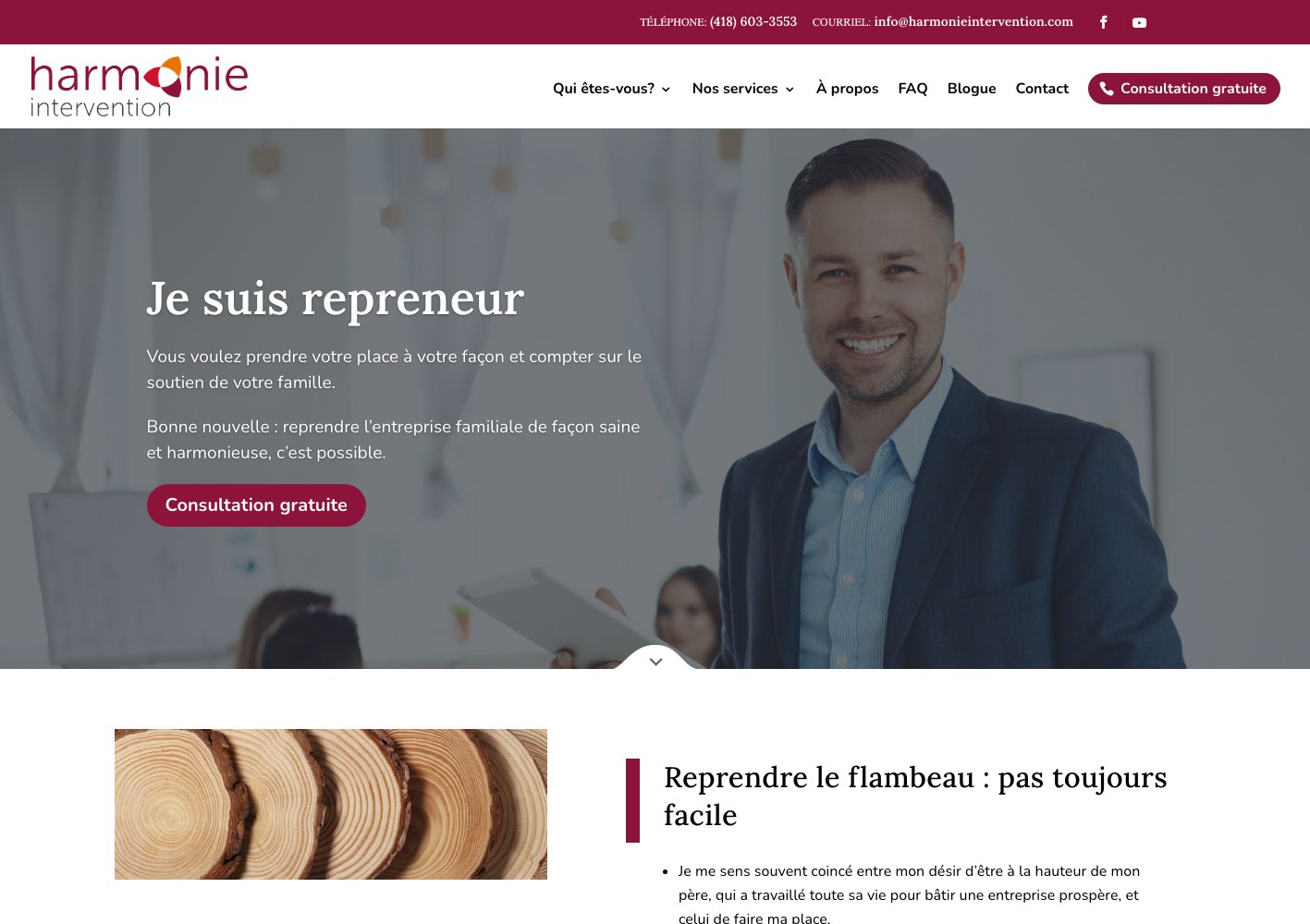 Je suis repreneur landing page