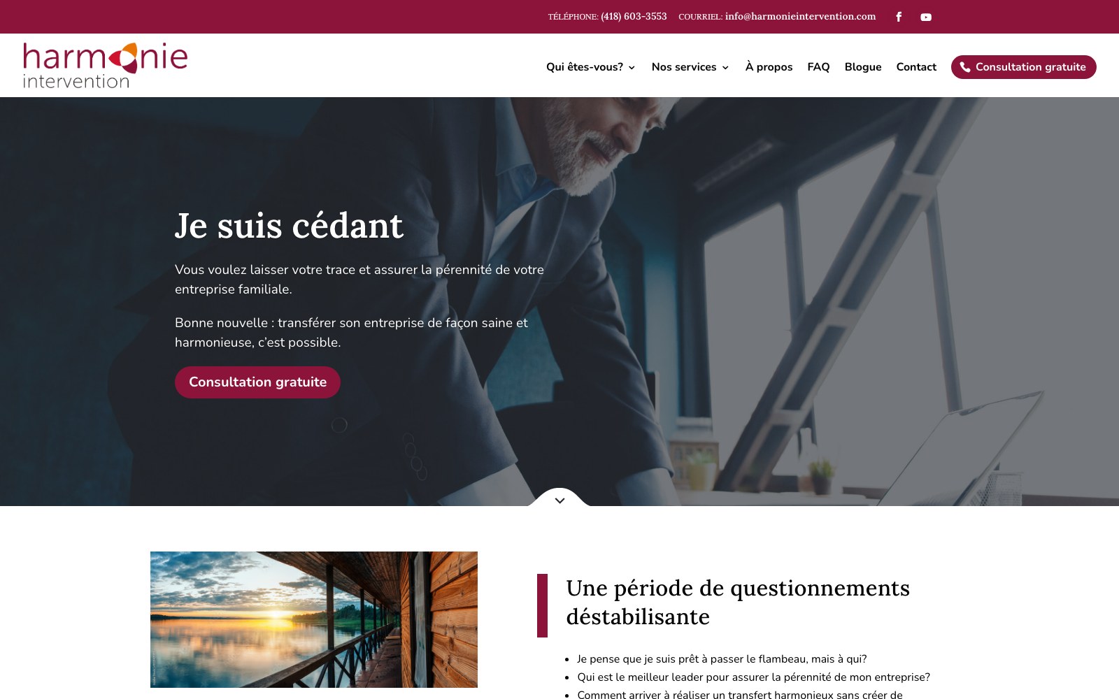 Je suis cedant landing page