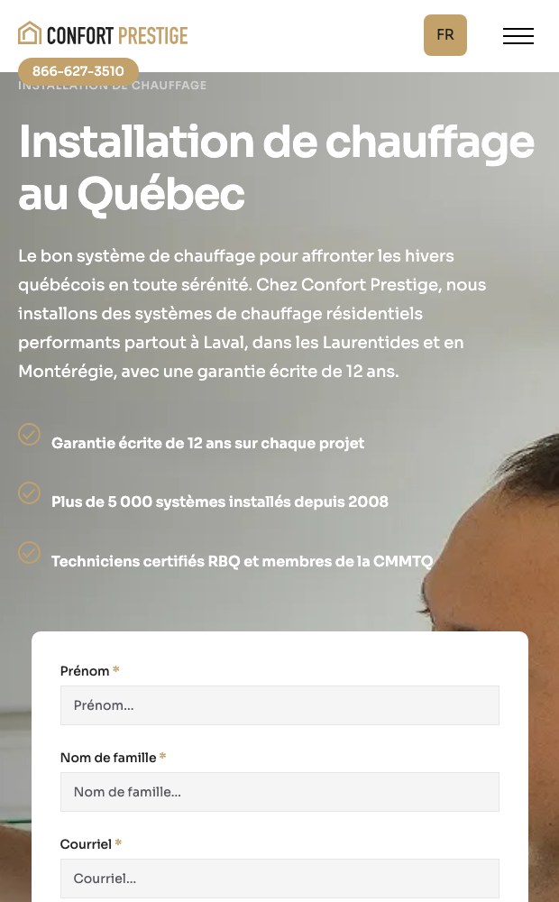 Heating page on mobile