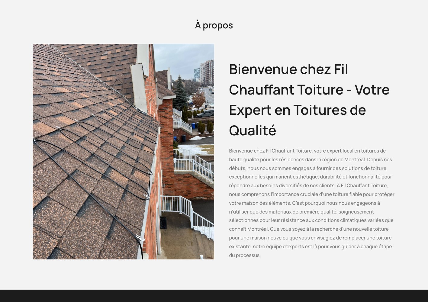 A propos page with roof photography