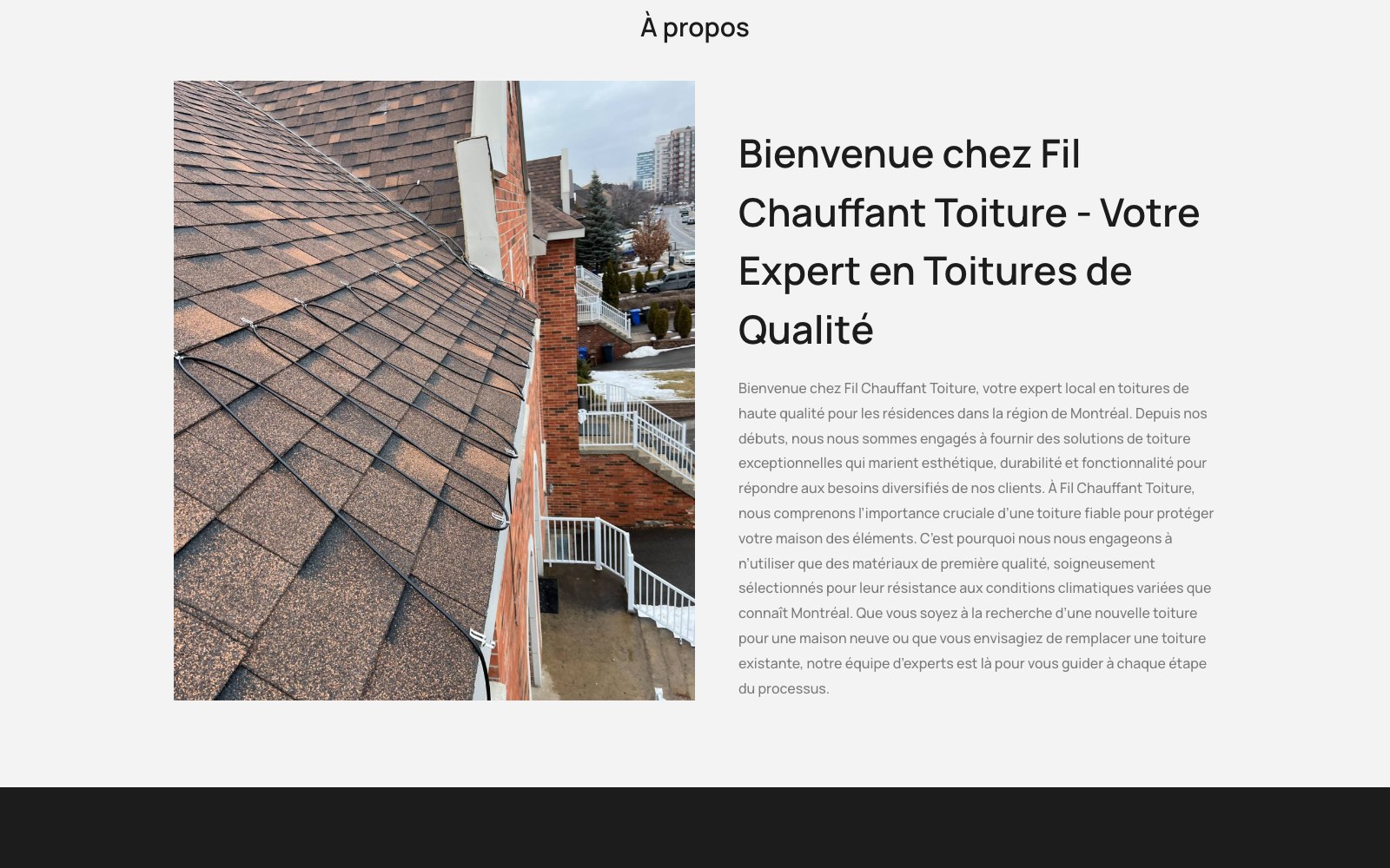 Fil Chauffant Toiture website about section