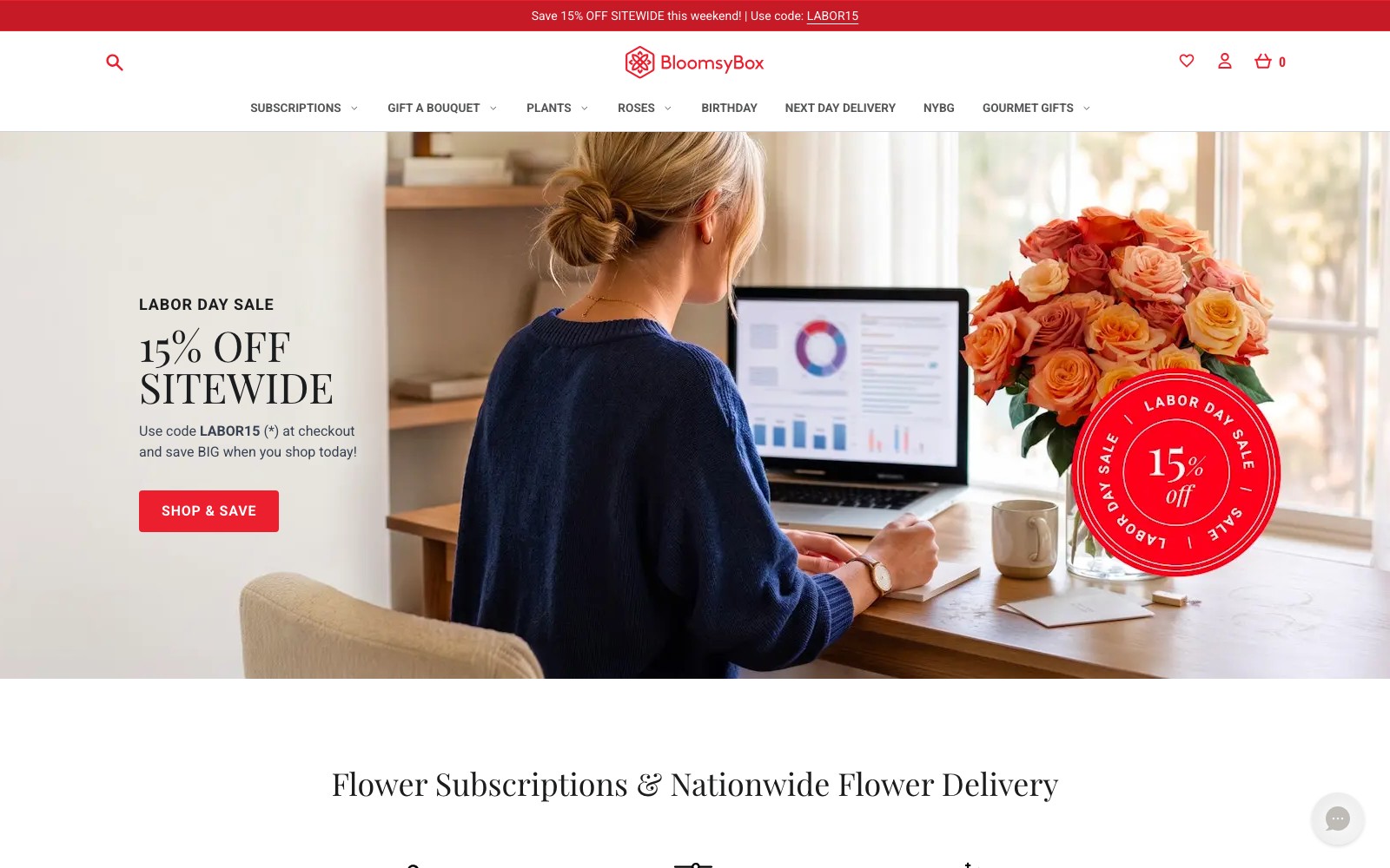 BloomsyBox website homepage