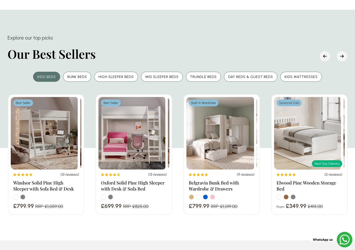 Best sellers product grid with review stars and pricing