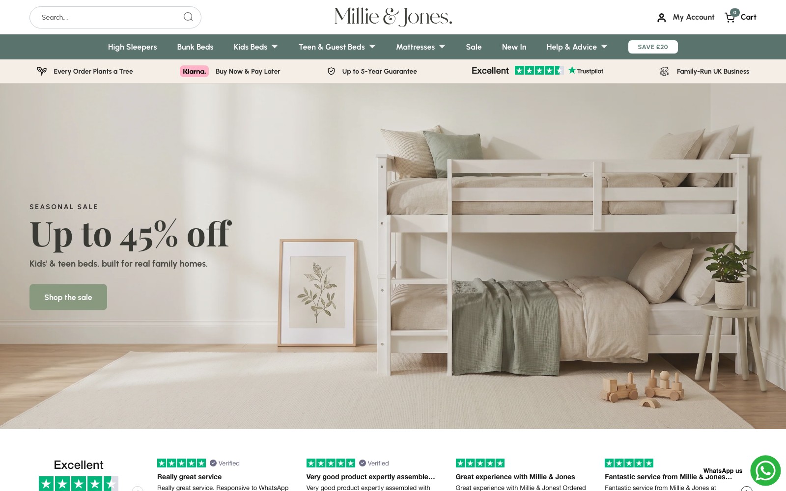 Millie & Jones website homepage