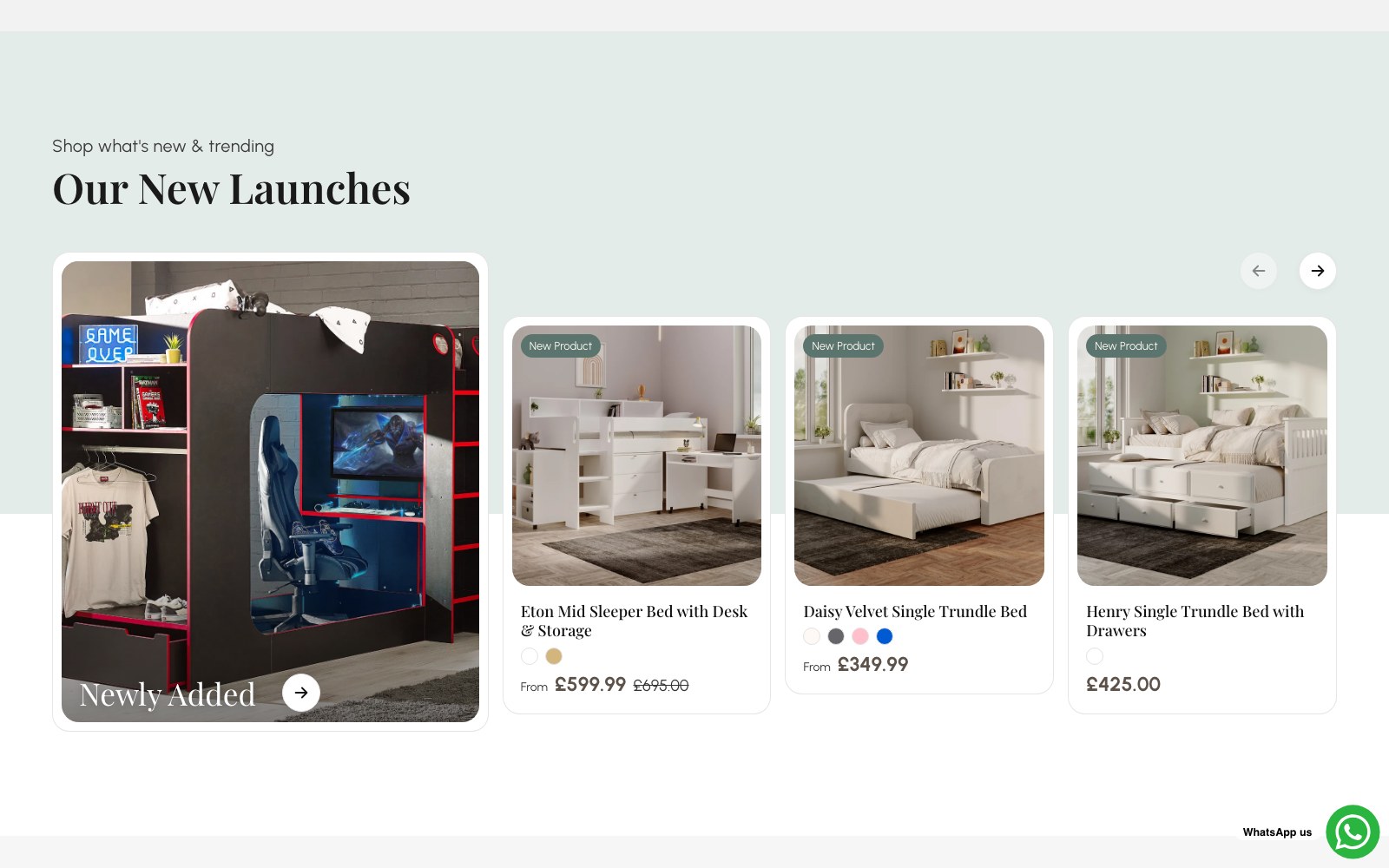 Our New Launches row of newly added children's beds