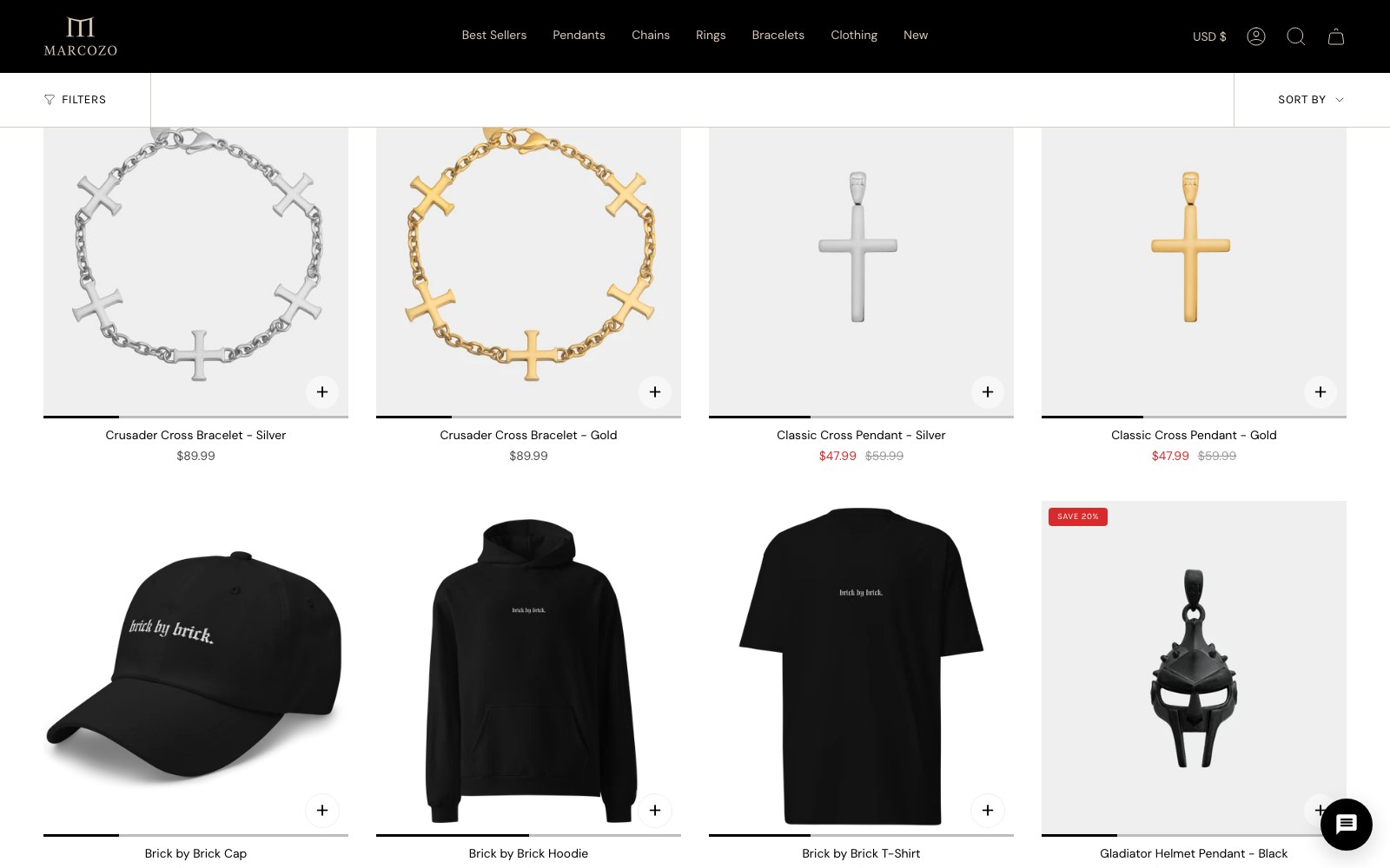 Cross pendant collection grid