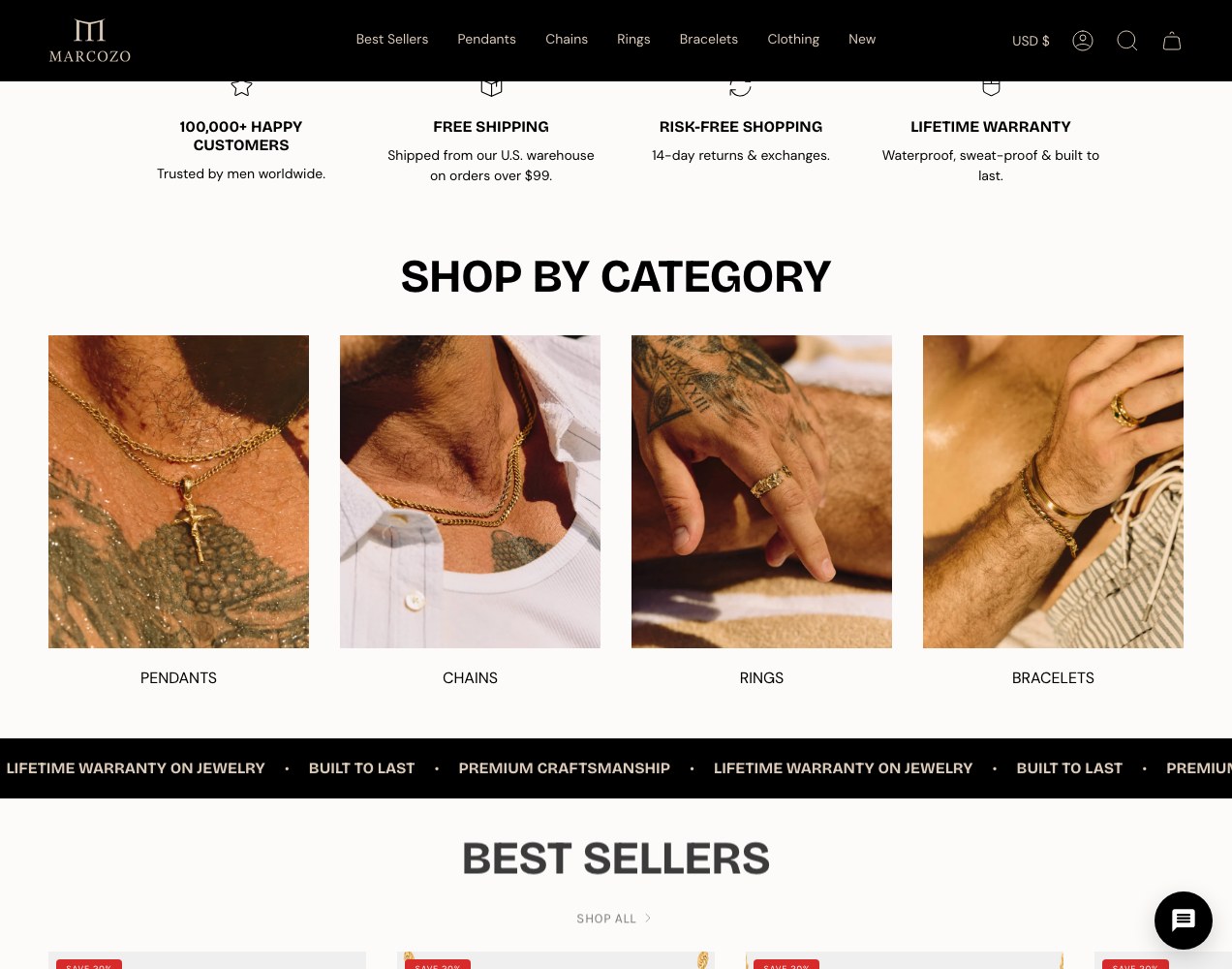 Category tiles leading into best sellers