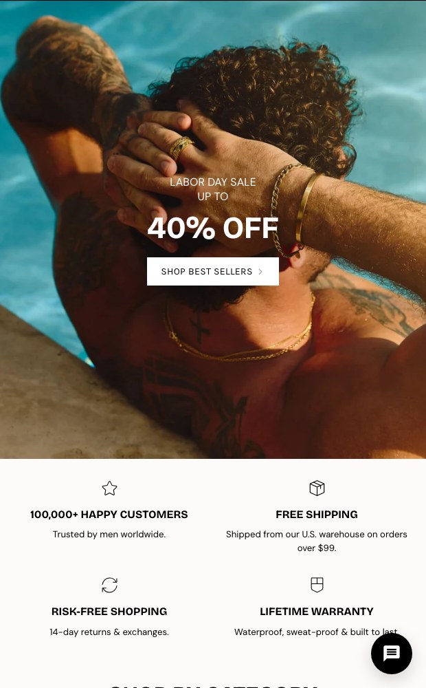 Mobile homepage hero and trust icons