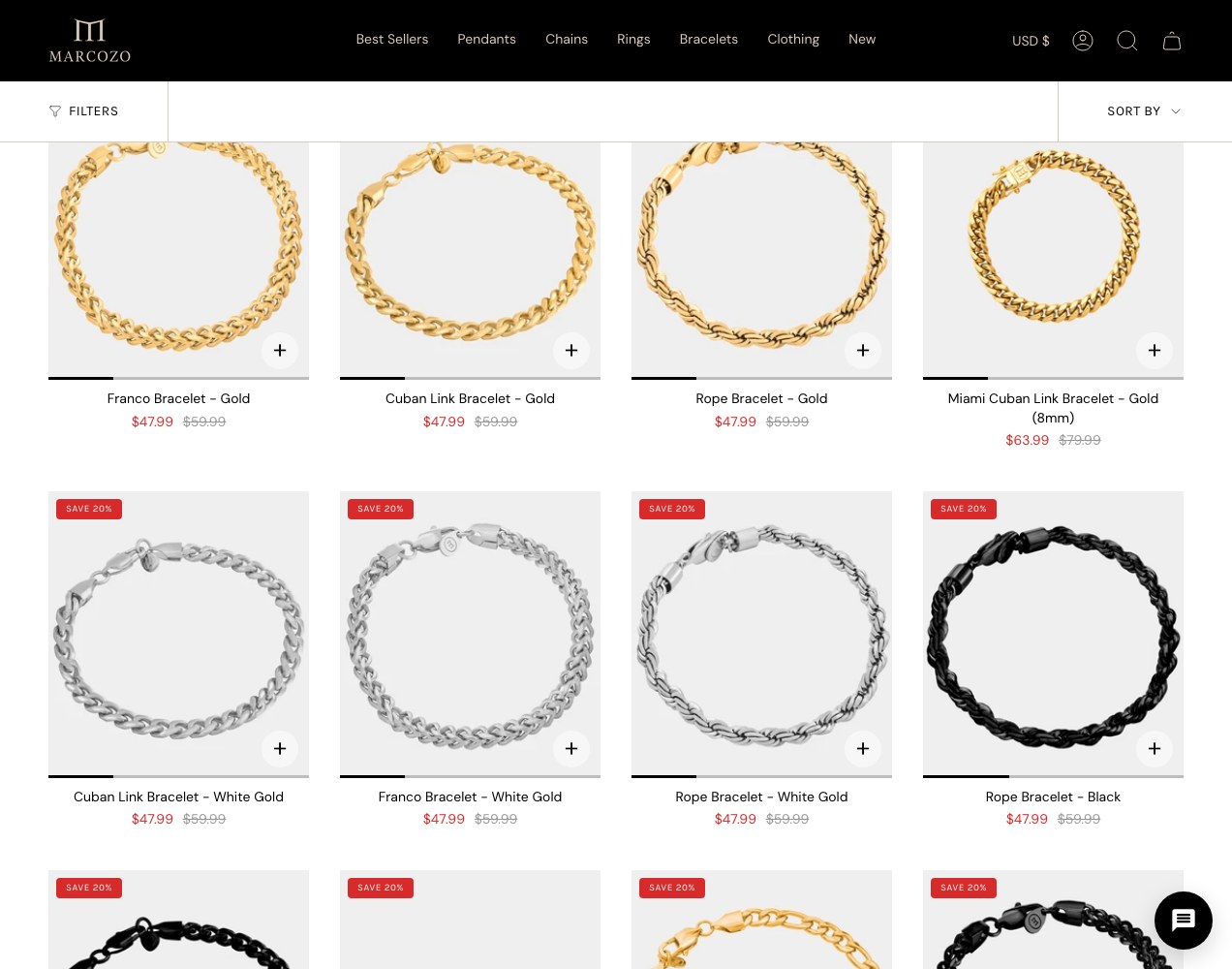 Bracelet and chain product grid