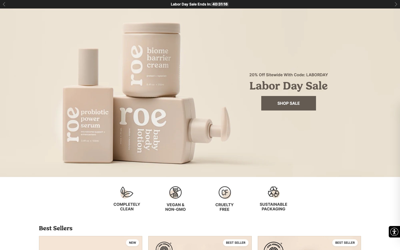roe Wellness website homepage