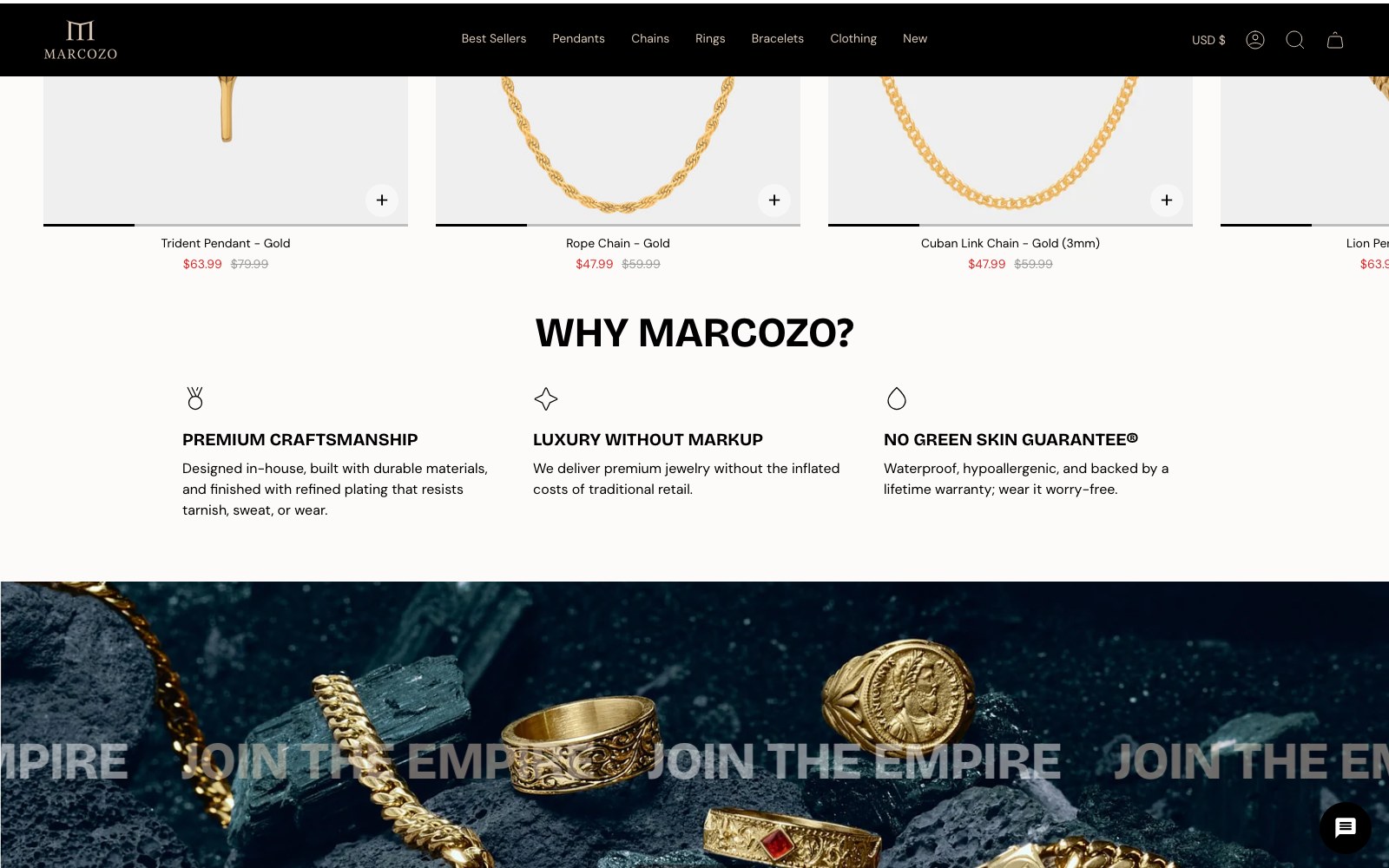 Product row above the Why MARCOZO guarantee block