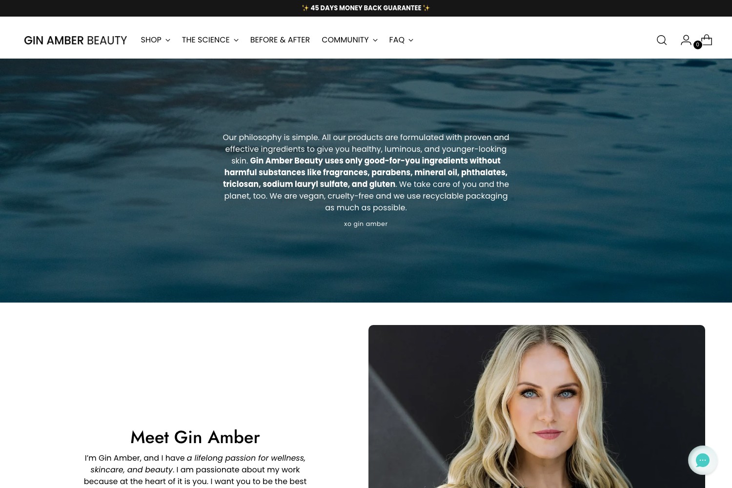 Gin Amber founder story page — Meet Gin Amber and the toxic-free standards