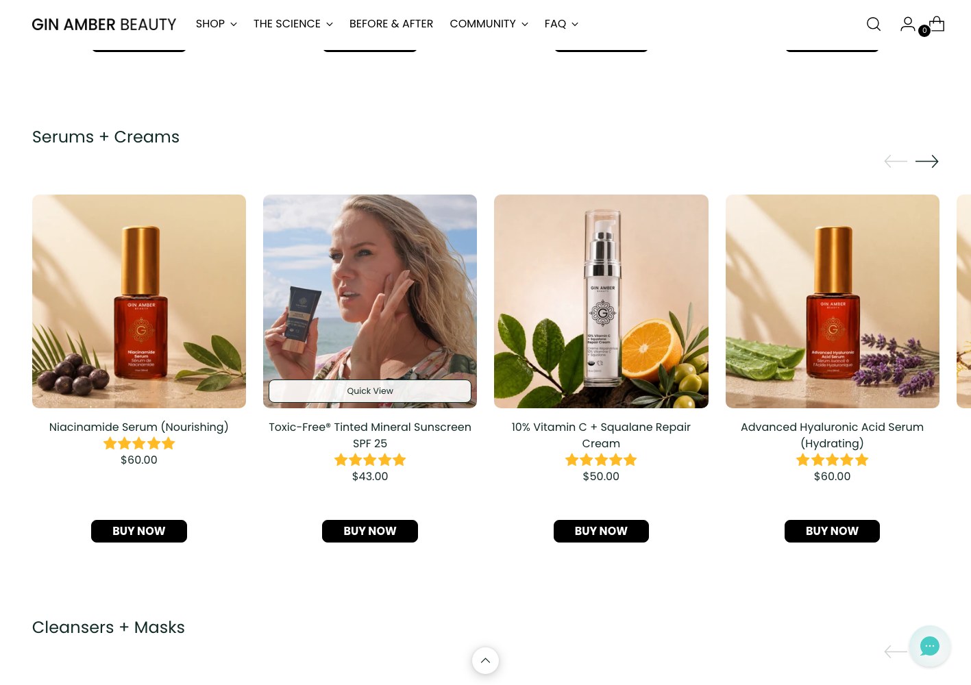 Gin Amber serums and creams collection grid