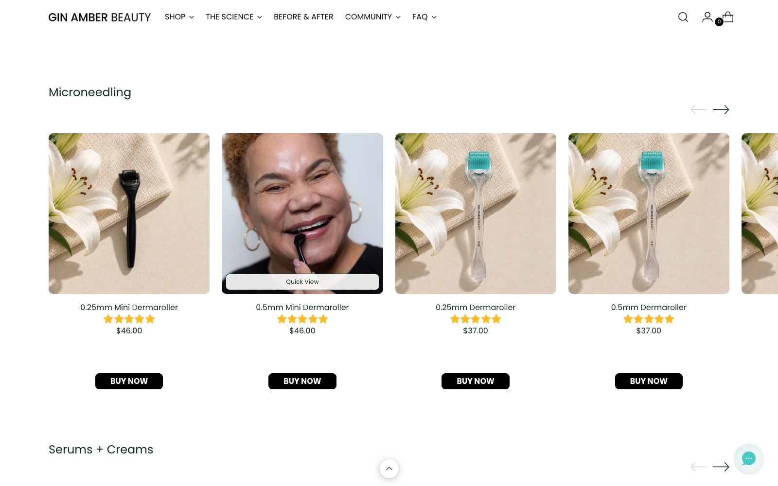 Gin Amber microneedling range grid
