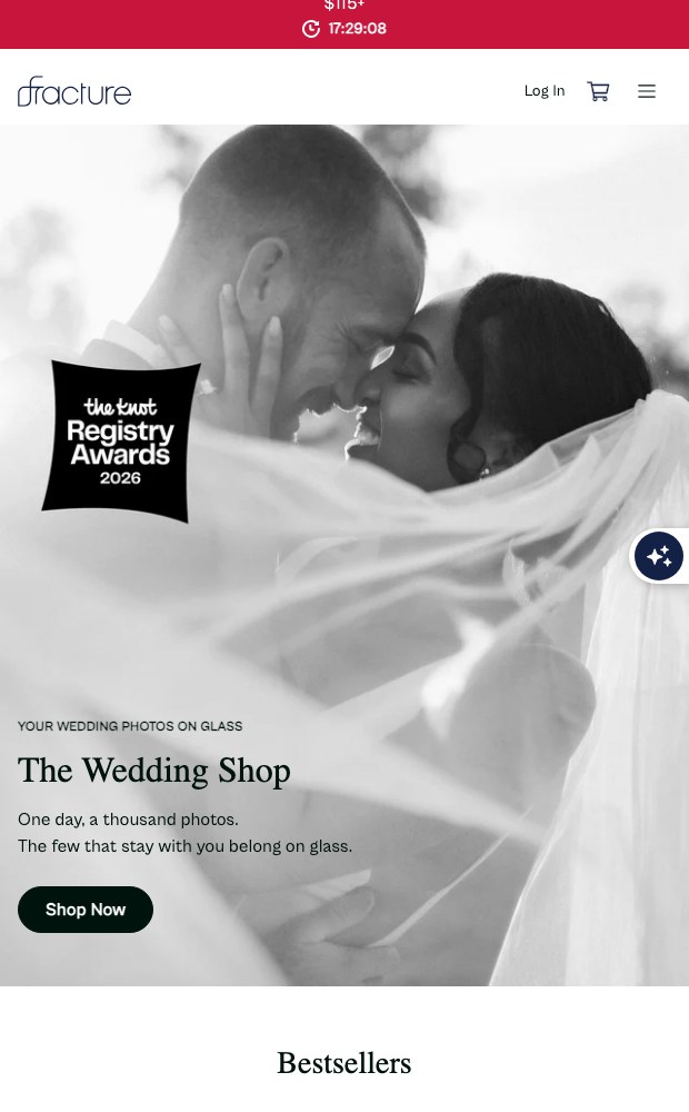 Fracture mobile Wedding Shop landing page