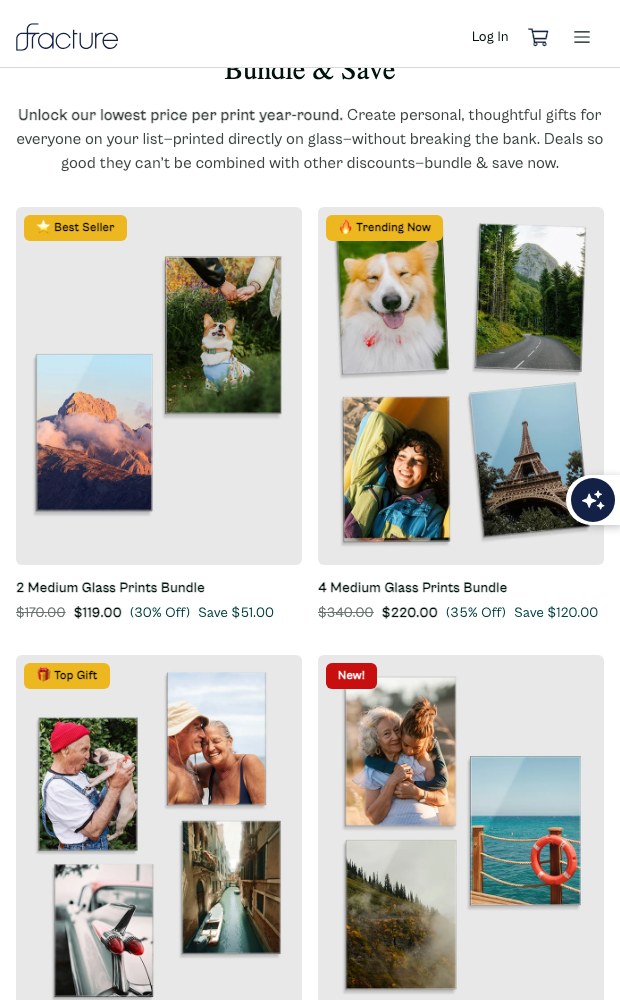 Fracture mobile Bundle and Save multi-print pricing