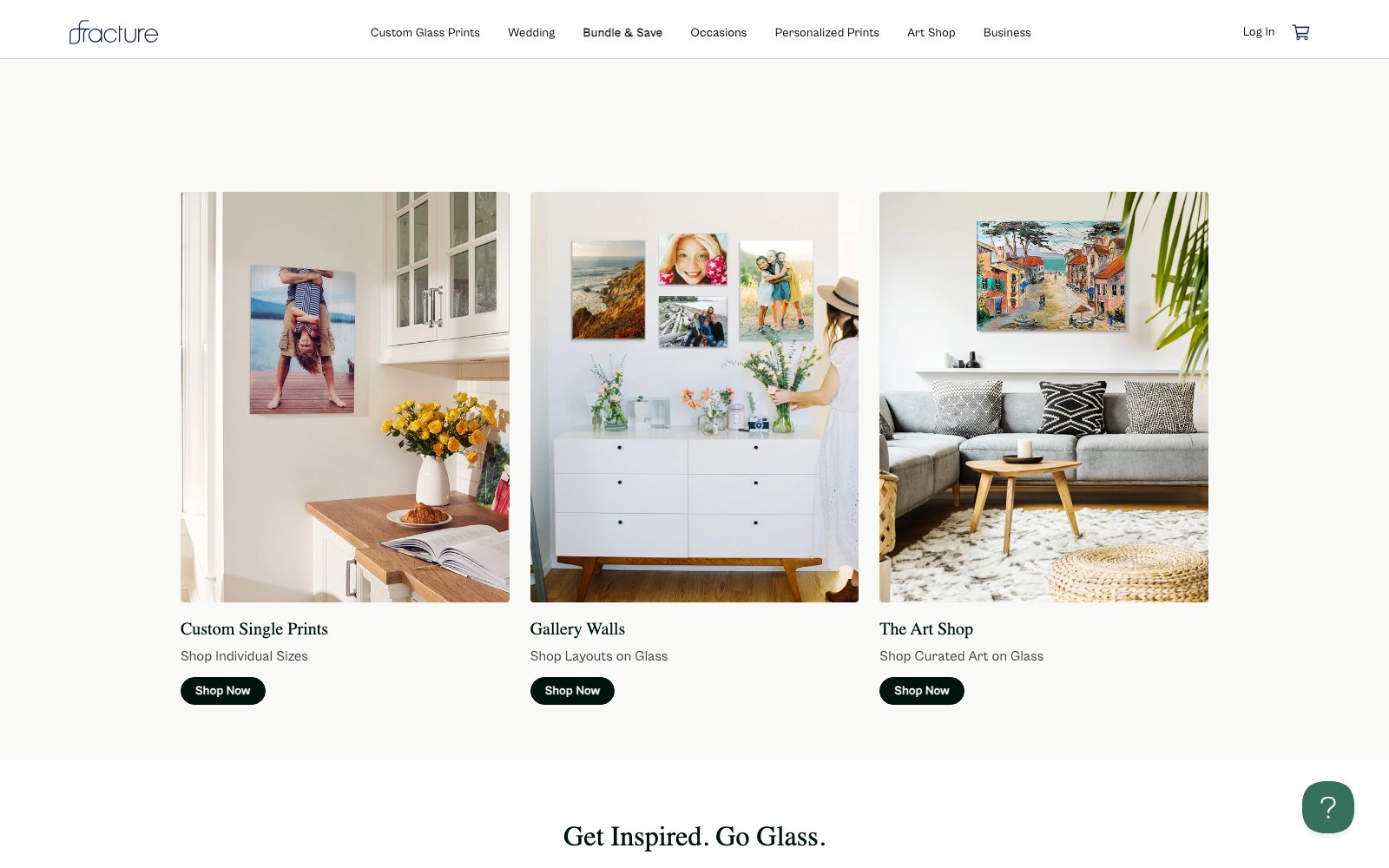 Fracture custom prints, gallery walls and art shop entry cards