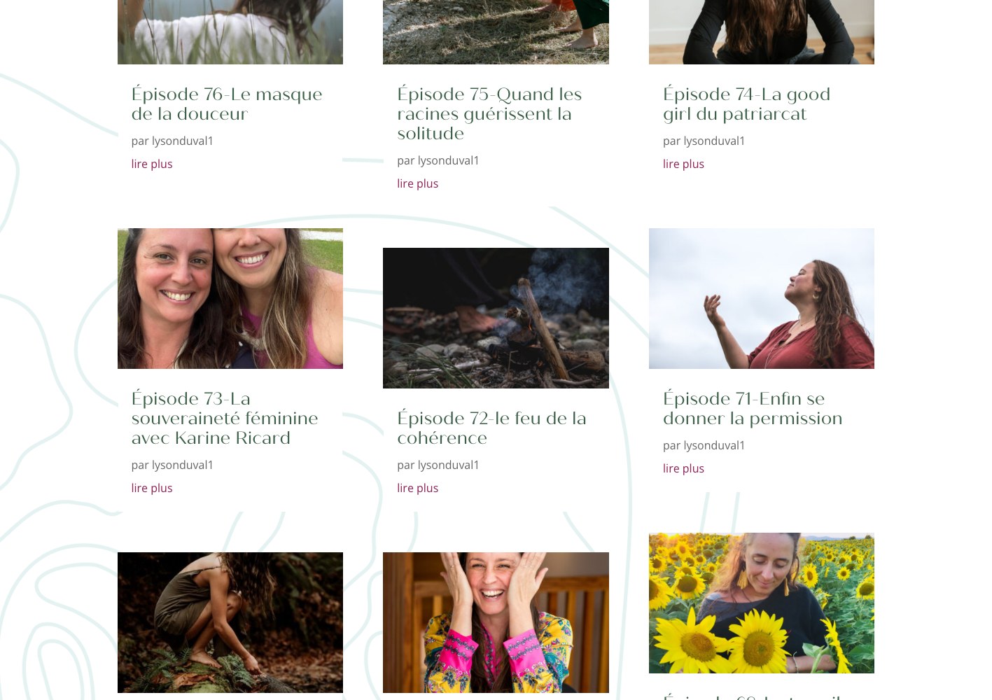Podcast episode archive grid