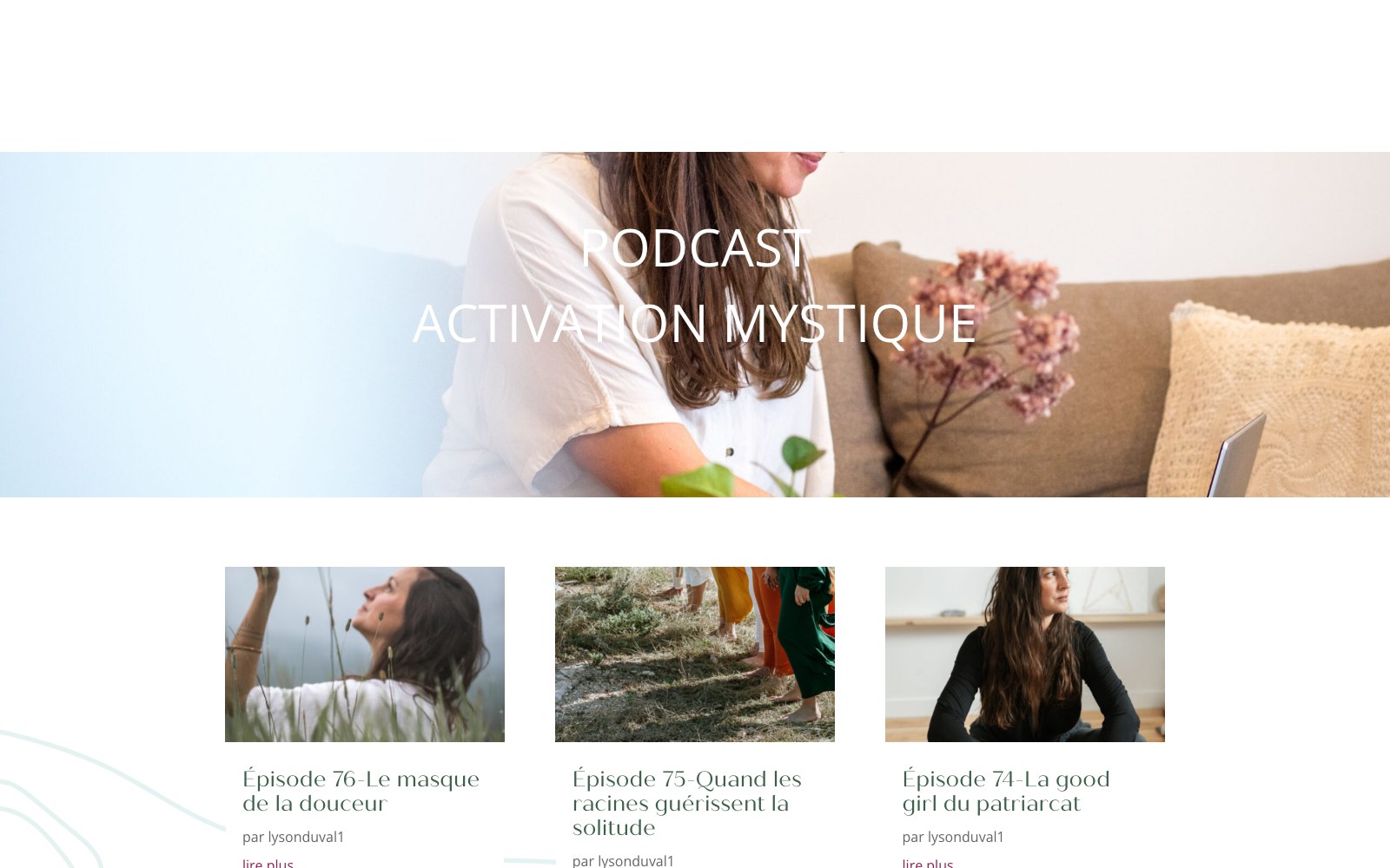 Activation Mystique podcast section with episode cards
