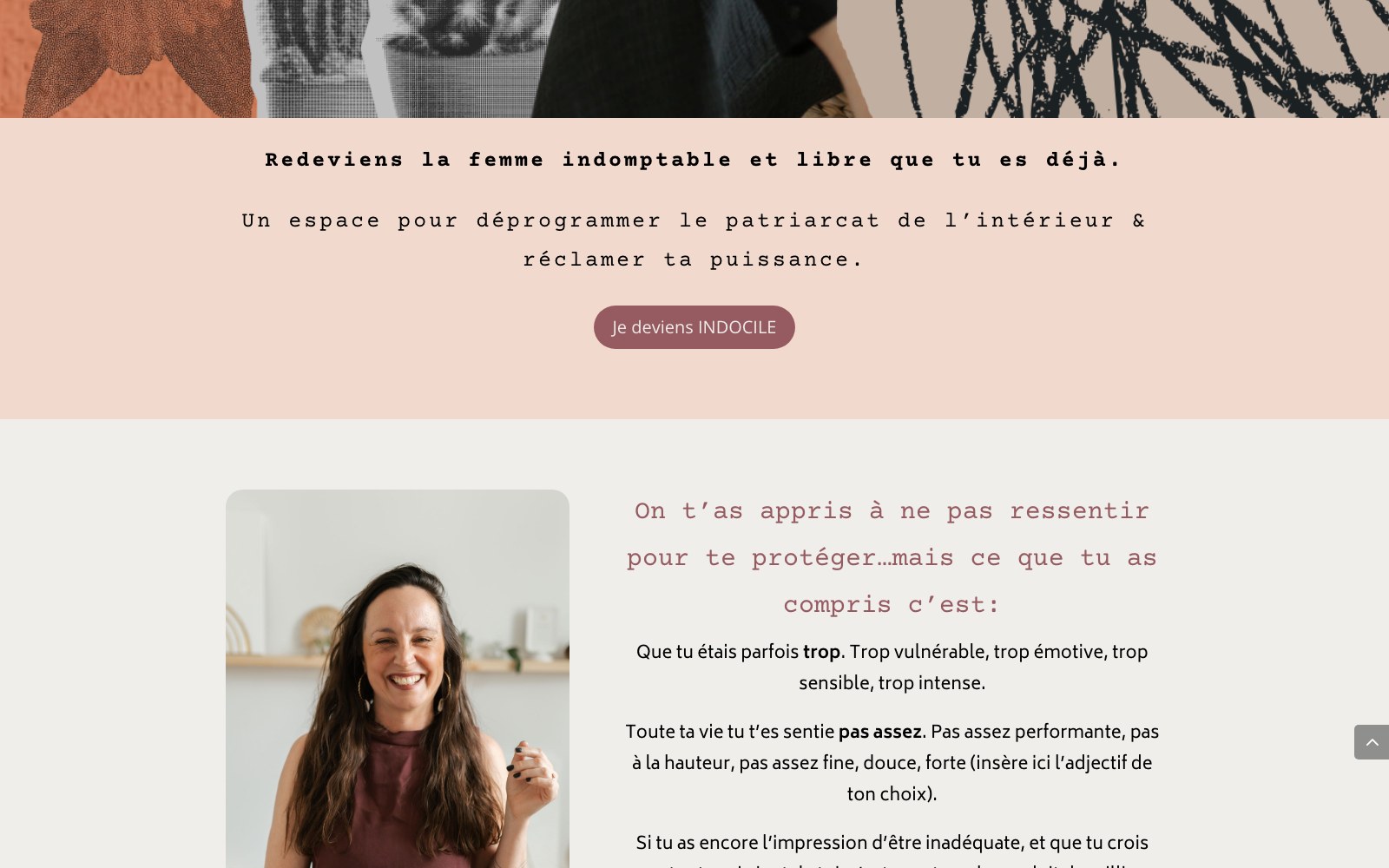 Redeviens la femme indomptable banner with portrait