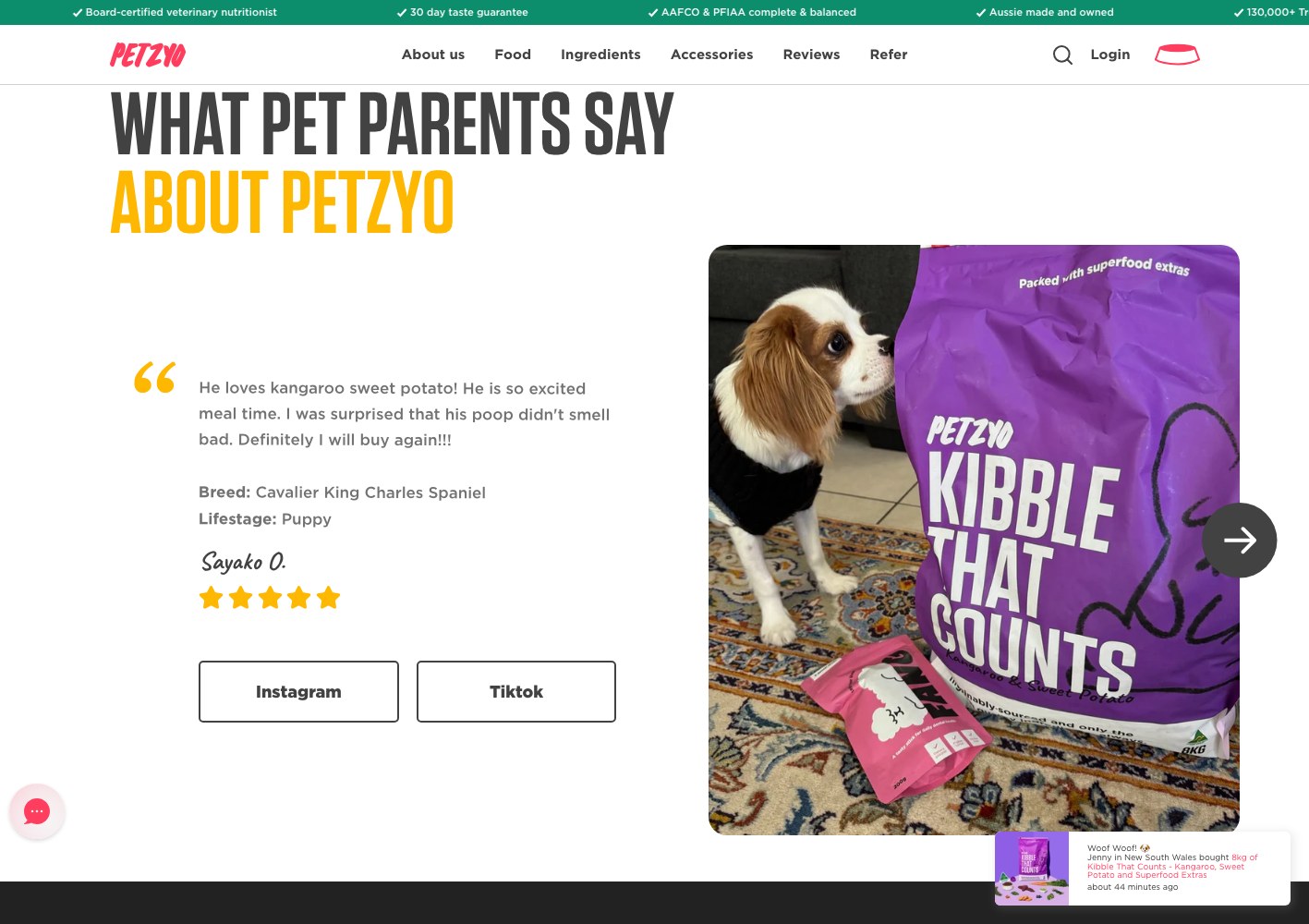 What pet parents say review section