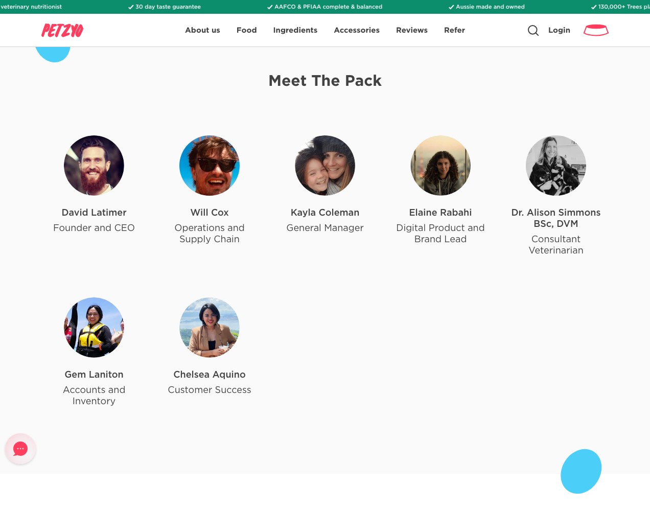 Meet the pack team grid