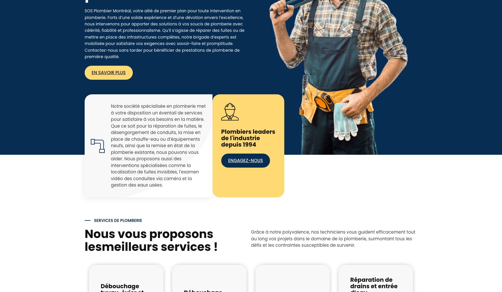 SOS Plombier services introduction with the emergency call-out card