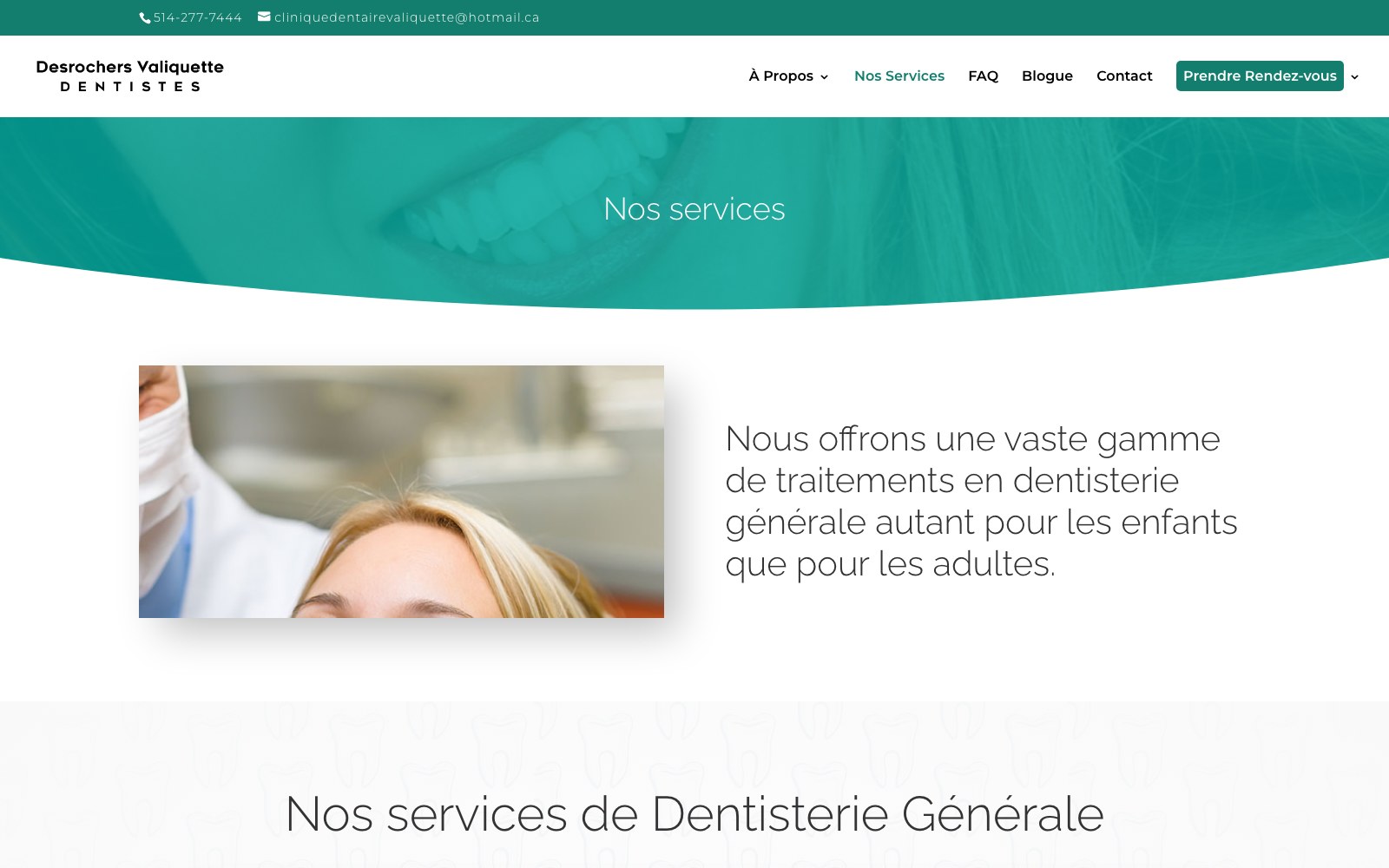 Nos services page header for general dentistry