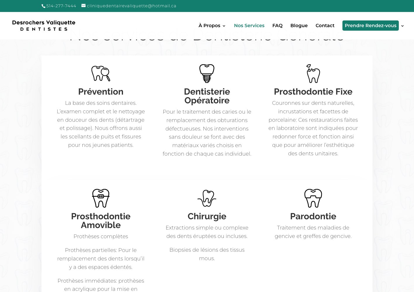 Treatment grid from prevention through surgery and periodontics