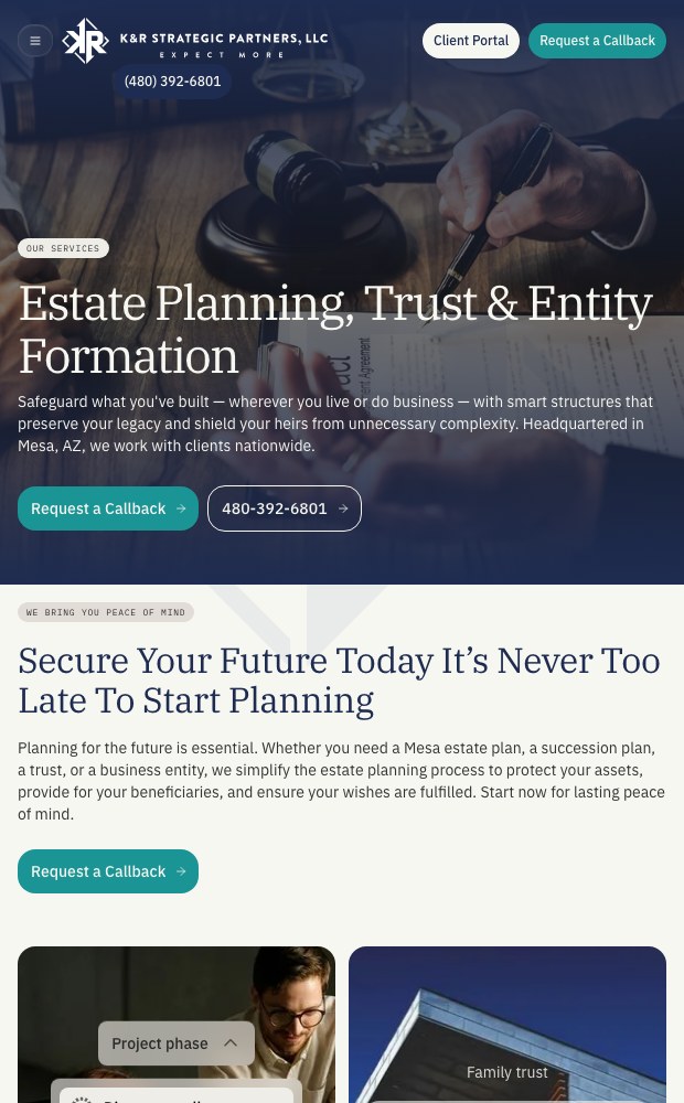 Mobile estate planning service page