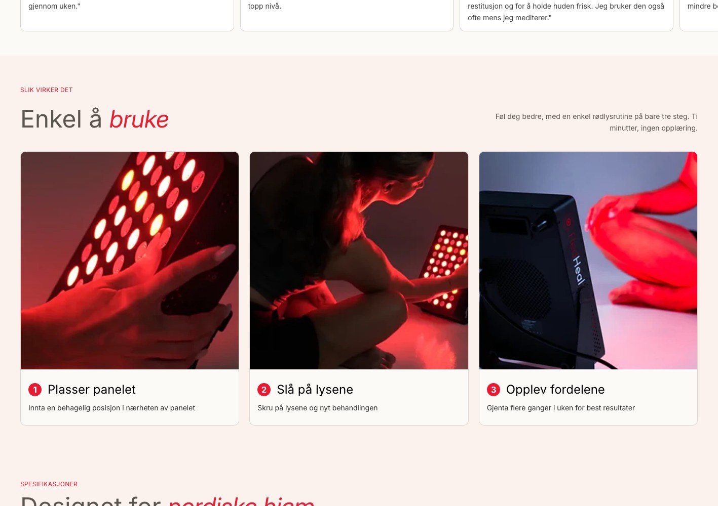 Redheal three-step easy-to-use explainer with red light lifestyle photography