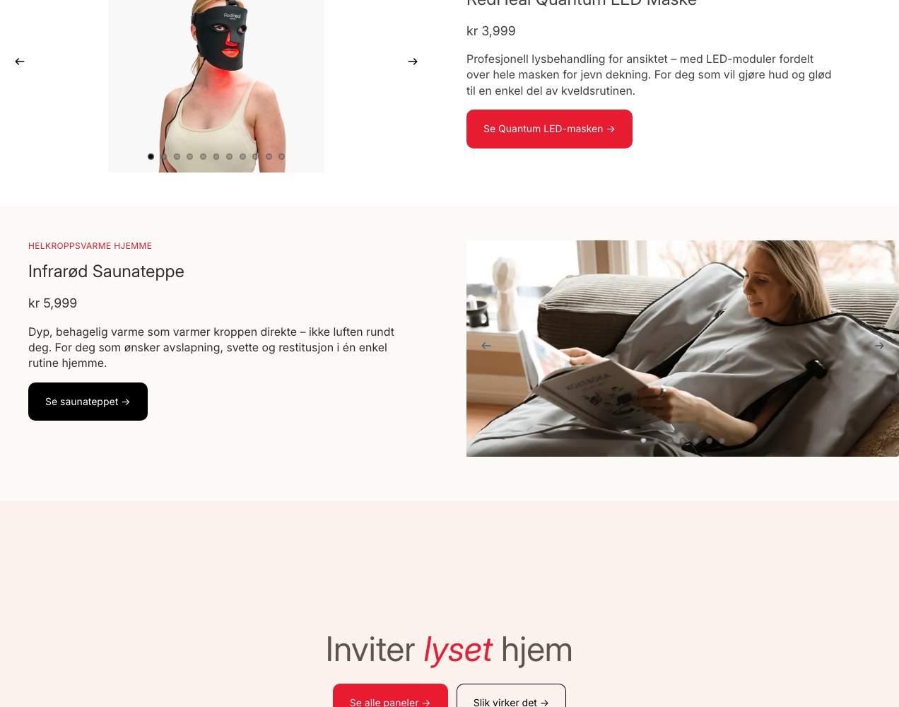 Redheal LED mask and infrared sauna blanket product cards