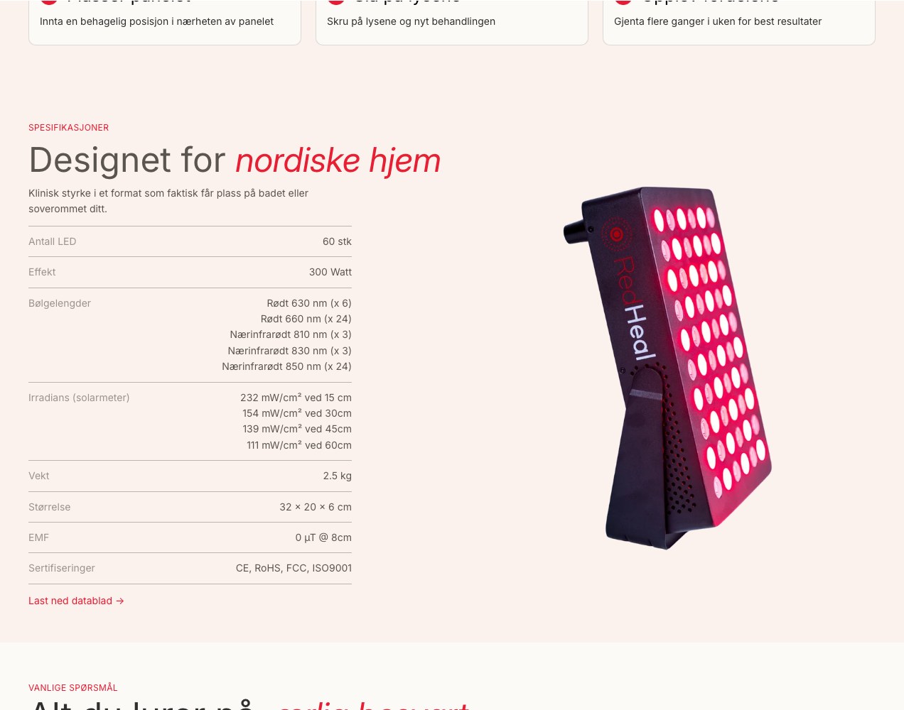 Redheal designed-for-Nordic-homes specification panel