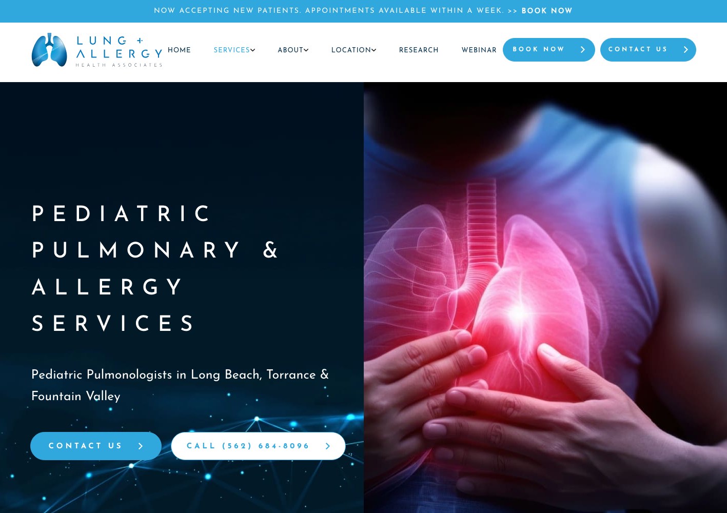 Pediatric pulmonary and allergy services page hero