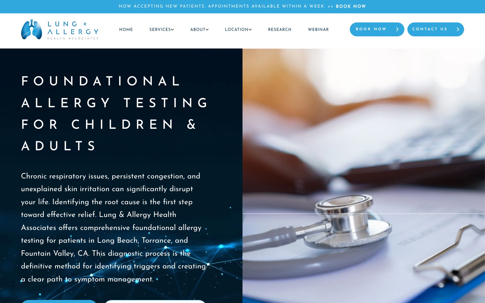 Foundational allergy testing page hero for children and adults