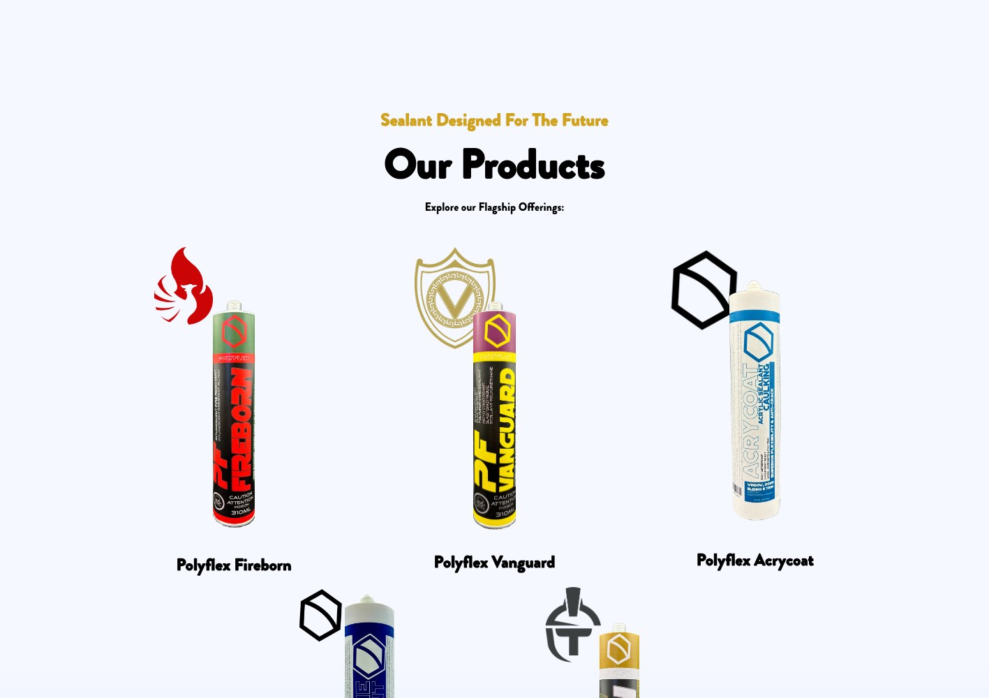Polyflex Our Products section introducing the flagship sealants